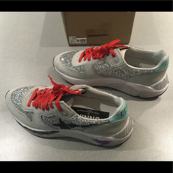 Golden Goose Running Sole Sneaker Silver Glitter - Picture 5 of 8
